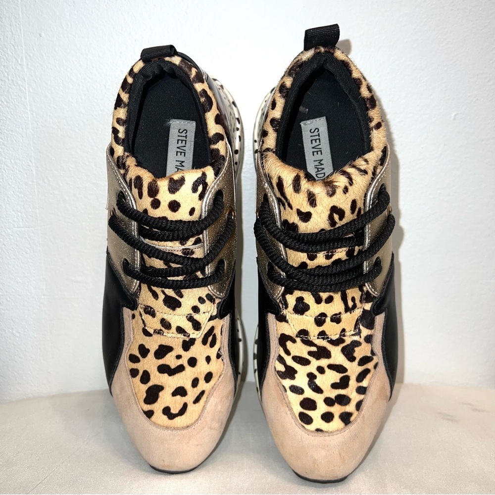 Steve Madden Cliff Women's Sneaker Chunky Platform Cow Hair & Leather Size 7.5